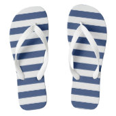 Witte en marineblauwe strepen teenslippers (Voetbed)