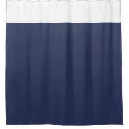 Witte en marineblauwe tweedelig badkamer gordijn