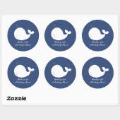 Witte en marineblauwe walvis ronde sticker (Vel)