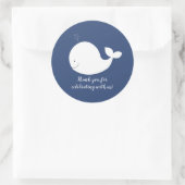 Witte en marineblauwe walvis ronde sticker (Tas)