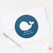 Witte en marineblauwe walvis ronde sticker (Envelop)