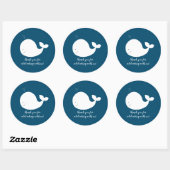 Witte en marineblauwe walvis ronde sticker (Vel)