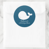 Witte en marineblauwe walvis ronde sticker (Tas)