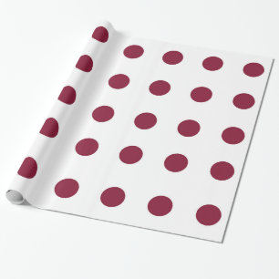 Witte en maroon Polka Dot Wrapping Paper Cadeaupapier