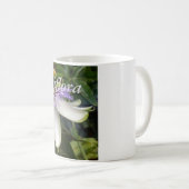 Witte en mauve passiebloem koffiemok (Voorkant rechts)