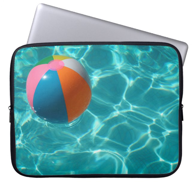 Witte en meerkleurige strandbal laptop sleeve (Voorkant)