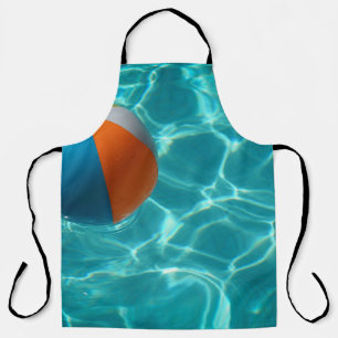 Witte en meerkleurige strandbal schort