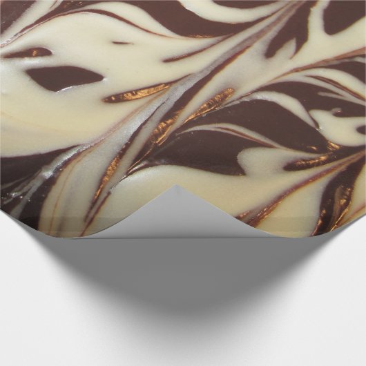 Witte en melkchocolade-kralen cadeaupapier (Hoek)