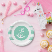 Witte en middelste standaard anker & stripes 2 papieren bordje (Feest)