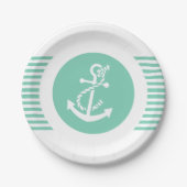 Witte en middelste standaard anker & stripes 2 papieren bordje (Voorkant)