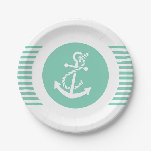 Witte en middelste standaard anker & stripes 2 papieren bordje (Voorkant)