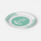 Witte en middelste standaard anker & stripes 2 papieren bordje (Gekanteld)