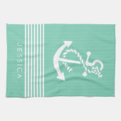 Witte en middelvlekvormige strepen en tandheelkund theedoek (Horizontaal)