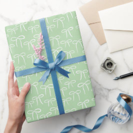 Witte en Mint Groene Eenvoudige Bogen Patroon Cadeaupapier