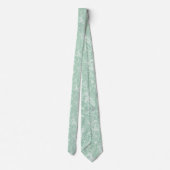 Witte en mint-groene exotische Floral Swirls Stropdas (Achterkant)