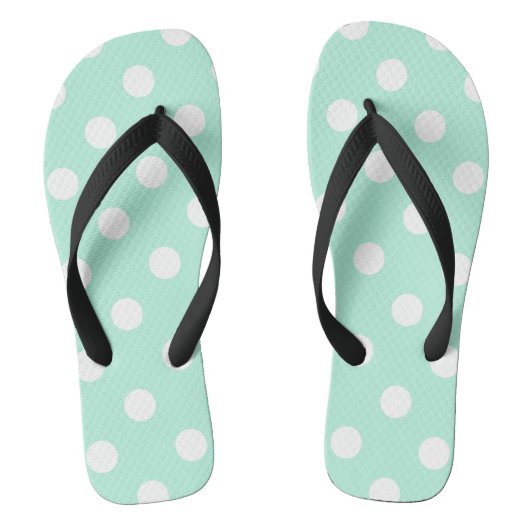 Witte en mintgroene stip flipflops teenslippers (Voetbed)