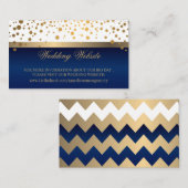 Witte en Navy Blauw Goud Confetti Stippen Website Informatiekaartje (Voorkant / Achterkant)