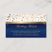 Witte en Navy Blauw Goud Confetti Stippen Website Informatiekaartje (Voorkant)