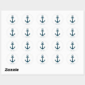 Witte en Navy Blue Anchor Custom Envelope Sticker (Vel)