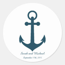 Witte en Navy Blue Anchor Custom Envelope Sticker
