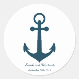 Witte en Navy Blue Anchor Custom Envelope Sticker