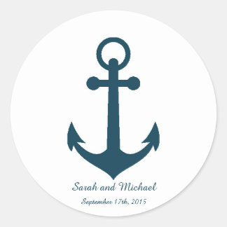 Witte en Navy Blue Anchor Custom Envelope Sticker