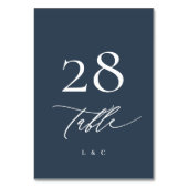 Witte en Navy Blue Calligraphy Modern Wedding Kaart (Voorkant)