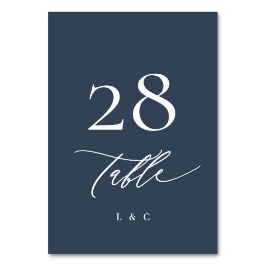 Witte en Navy Blue Calligraphy Modern Wedding Kaart (Voorkant)