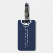 Witte en Navy Blue Nautical Boat Anchor Bagagelabel (Achterkant verticaal)