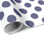 Witte en Navy Blue Polka Dots Cadeaupapier (Rol Hoek)
