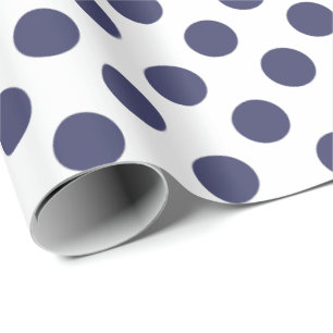 Witte en Navy Blue Polka Dots Cadeaupapier