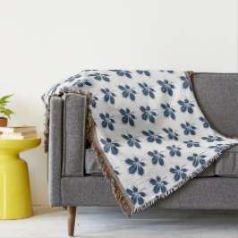 Witte en Navy Fall Leaves Pattern Gooi Deken