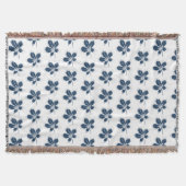 Witte en Navy Fall Leaves Pattern Gooi Deken (Voorkant)