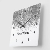 Witte en nepglitter op maat vierkante klok (Hoek)