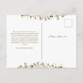 Witte en Neutrale Floral | Verplaatsingsaankondigi Briefkaart (Achterkant)