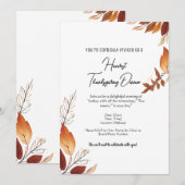 Witte en Oranje eenvoudige herfstbladeren Thanksgi Kaart (Voorkant / Achterkant)