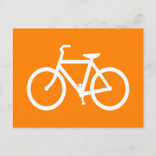 Witte en oranje fiets briefkaart