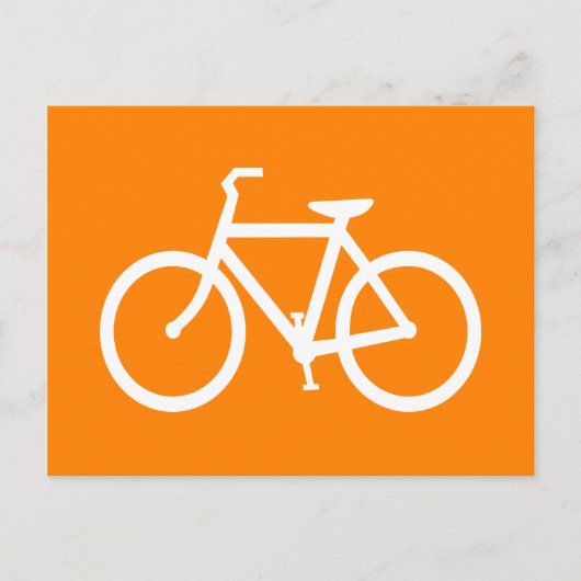 Witte en oranje fiets briefkaart (Voorkant)