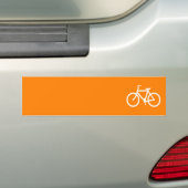 Witte en oranje fiets bumpersticker (Op auto)