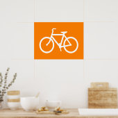 Witte en oranje fiets poster (Keuken)