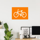 Witte en oranje fiets poster (Thuiskantoor)