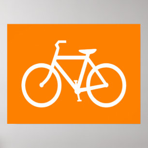 Witte en oranje fiets poster