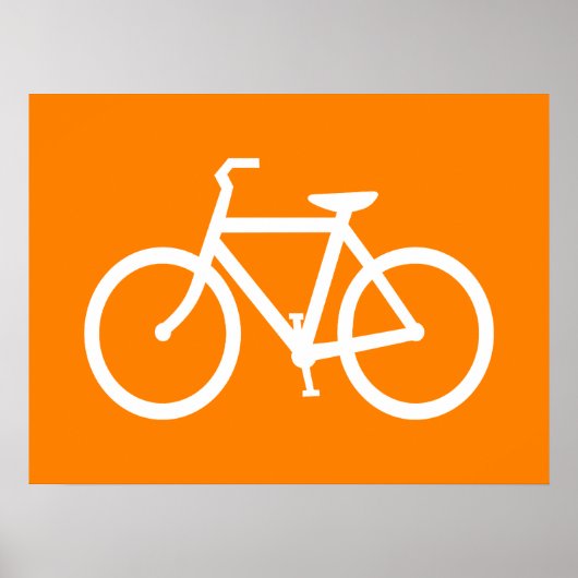 Witte en oranje fiets poster (Voorkant)