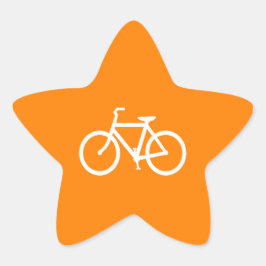 Witte en oranje fiets ster sticker