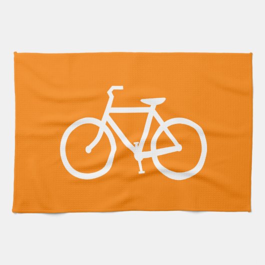Witte en oranje fiets theedoek (Horizontaal)