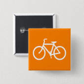 Witte en oranje fiets vierkante button 5,1 cm (Voorkant /achterkant)