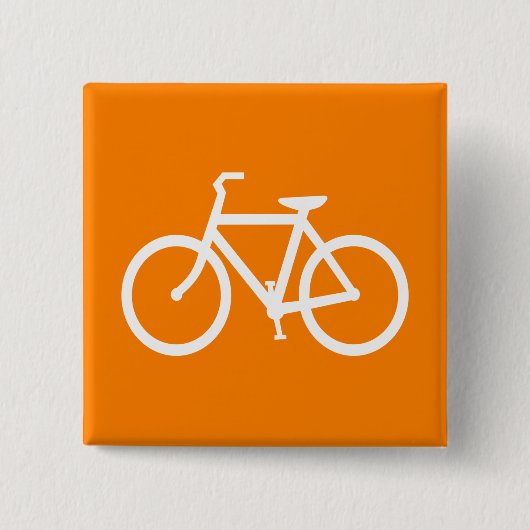 Witte en oranje fiets vierkante button 5,1 cm (Voorkant)