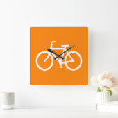Witte en oranje fiets vierkante klok (Huis)
