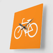 Witte en oranje fiets vierkante klok (Hoek)