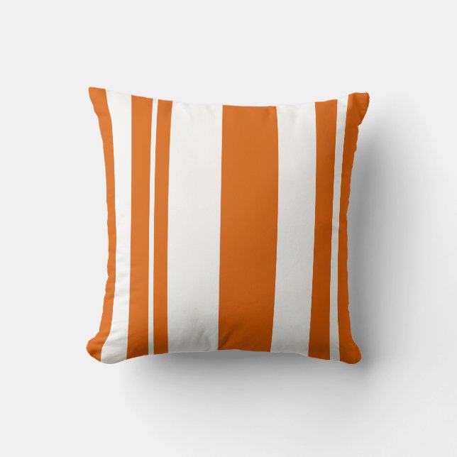 Witte en Oranje gestreepte zuigkussen Kussen (Voorkant)